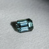 2.10CT MADAGASCAR EMERALD CUT SAPPHIRE, MINTY BLUE GREEN WITH GREY, UNTREATED, 8.2X6.1X4.2MM