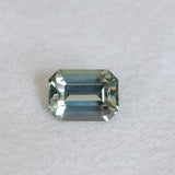 2.10CT MADAGASCAR EMERALD CUT SAPPHIRE, MINTY BLUE GREEN WITH GREY, UNTREATED, 8.2X6.1X4.2MM