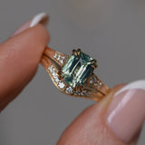 2.60ct Elongated Cushion Cut Untreated Madagascar Sapphire and Diamond Vintage Cathedral Double Prong Ring in 14k Yellow Gold