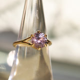 2.40ct Untreated Mauve Precision Cut Montana Sapphire Low Profile Six Prong Split Shank Solitaire in 18k Yellow Gold