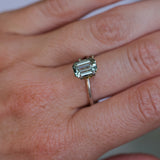 2.10CT MADAGASCAR EMERALD CUT SAPPHIRE, MINTY BLUE GREEN WITH GREY, UNTREATED, 8.2X6.1X4.2MM