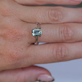 2.10CT MADAGASCAR EMERALD CUT SAPPHIRE, MINTY BLUE GREEN WITH GREY, UNTREATED, 8.2X6.1X4.2MM