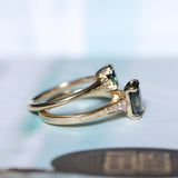 1.88ct Radiant Cut Parti Madagascar Sapphire and Diamond Vintage Cathedral Double Prong Ring in 14k Yellow Gold