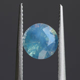 1.72CT ROUND MADAGASCAR SAPPHIRE, OPALESCENT LIGHT BLUE GREEN, UNTREATED, 7.1X4.8MM