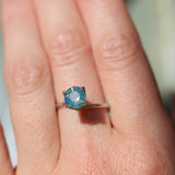 1.72CT ROUND MADAGASCAR SAPPHIRE, OPALESCENT LIGHT BLUE GREEN, UNTREATED, 7.1X4.8MM