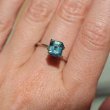 2.06CT MADAGASCAR EMERALD CUT SAPPHIRE, LIGHT TEAL BLUE GREEN BICOLOR, UNTREATED, 7.3X6.8X4.6MM