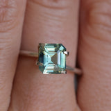 2.06CT MADAGASCAR EMERALD CUT SAPPHIRE, LIGHT TEAL BLUE GREEN BICOLOR, UNTREATED, 7.3X6.8X4.6MM