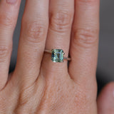 2.06CT MADAGASCAR EMERALD CUT SAPPHIRE, LIGHT TEAL BLUE GREEN BICOLOR, UNTREATED, 7.3X6.8X4.6MM