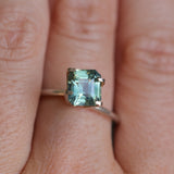 2.06CT MADAGASCAR EMERALD CUT SAPPHIRE, LIGHT TEAL BLUE GREEN BICOLOR, UNTREATED, 7.3X6.8X4.6MM