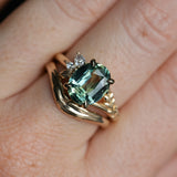 3.07ct Untreated Oval Madagascar Sapphire in Wandering Vine Low Profile 4 Prong Setting with Diamonds in 14k Yellow Gold