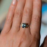 1.88ct Radiant Cut Parti Madagascar Sapphire and Diamond Vintage Cathedral Double Prong Ring in 14k Yellow Gold