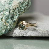 1.65ct Emerald Cut Color Shifting Madagascar Sapphire Prong Set Ripple Contour Solitaire in 14k Yellow Gold