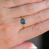 2.08CT MADAGASCAR HEXAGON SAPPHIRE, TEAL BLUE WITH OPALESCENT GLOW, 8.7X6.3X3.8MM