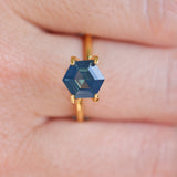 2.08CT MADAGASCAR HEXAGON SAPPHIRE, TEAL BLUE WITH OPALESCENT GLOW, 8.7X6.3X3.8MM