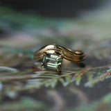 1.65ct Emerald Cut Color Shifting Madagascar Sapphire Prong Set Ripple Contour Solitaire in 14k Yellow Gold