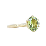 1.99ct Untreated Green Australian Oval Sapphire Lotus Solitaire in 18k Yellow Gold