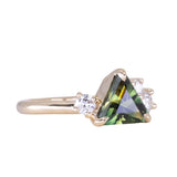 1.74ct Trillion Australian Parti Untreated Sapphire and Lab Diamond Mountainscape Ring in 14k Yellow Gold