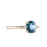 1.51ct Oval Teal Blue Madgascar Sapphire Classic Four Prong Solitaire in 14k Yellow Gold