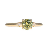 0.85ct Round Light Green Montana Sapphire and Princess Cut Diamond Rapids Low Profile Ring in 14k Yellow Gold