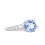 1.91ct Round Precision Cut Blue Montana Sapphire and Princess Cut Diamond Rapids Low Profile Ring in 14k White Gold