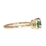 1.92ct Oval Untreated Madagascar Teal Sapphire and Pear Sapphire Antique Low Profile Prong Set Ring in 14k Yellow Gold