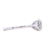 1.56ct Round Salt + Pepper Diamond and Diamond Trillion Low Profile Three Stone Ring in Platinum