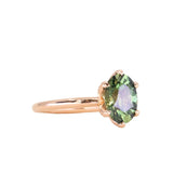 2.30ct Oval Madagascar Green Sapphire Diamond-studded Sea Star Solitaire in 18k Rose Gold