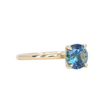 1.43ct Round Precision Cut Teal Montana Sapphire Classic 4 Prong Solitaire in 18k Yellow Gold