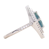 1.12ct Kite Shaped Opalescent Sapphire Double Halo Ring in Platinum