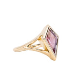 1.76ct Untreated Red Mozambique Kite Sapphire Low Profile Bezel Split Shank Solitaire Ring in 18k Yellow Gold