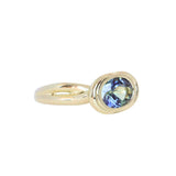1.93ct Untreated Oval Brilliant Nigerian Parti Sapphire East-West Bezel Solitaire Alluvial Style Ring in 14k Green Gold
