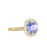 2.53ct Untreated Cushion Sri Lankan Sapphire Antique-Style Diamond Halo Ring in 18k Yellow Gold