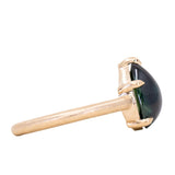 4.25ct Pear Cabochon Sapphire Low Profile Solitaire Ring in Satin 14K Yellow Gold