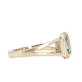 1.20ct Radiant Cut Seafoam Montana Sapphire Split Shank Bezel Ring with Milgrain in 14k Yellow Gold
