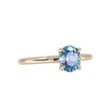 1.32ct Precision Cut Oval Teal Montana Sapphire Classic 4 Prong Solitaire in 14k Yellow Gold