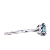 1.45ct Round Precision Cut Blue Montana Sapphire Lotus Solitaire in 14k White Gold