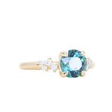 2.15ct Round Madagascar Sapphire and Diamond Starry Night Low Profile Solitaire in 14k Yellow Gold
