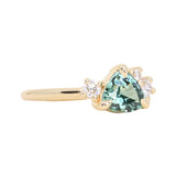 1.09ct Seafoam Green Montana Sapphire and Natural Diamond Mountainscape Ring in 14k Yellow Gold