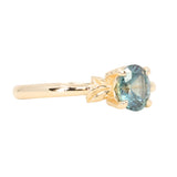 1.21ct Oval Blue Precision Cut Montana Sapphire Low Profile 4 Prong Leaf Bud Solitaire in 14k Yellow Gold