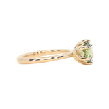 1.56ct Round Australian Parti Green Sapphire Lotus Solitaire in 14k Yellow Gold