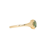 0.71ct Oval Green Precision Cut Montana Sapphire Low Profile 4 Prong Signet Solitaire in 14k Yellow Gold