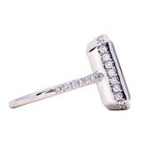 5.79ct Elongated Cushion Cut Purple Sapphire Low Profile Bezel Solitaire Ring in 18k White Gold