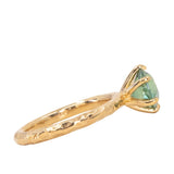 2.15ct Round Teal Nigerian Sapphire Scallop Cup Solitaire in 18k Yellow Gold