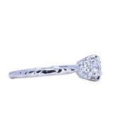 0.60ct Center Antique Old European Cut Diamond Three Stone Evergreen Ring in 14k White Gold