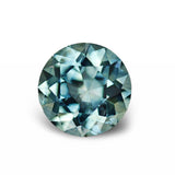 1.35CT ROUND PRECISION CUT MONTANA SAPPHIRE, LIGHT TEAL BLUE GREEN, 6.54x4.32MM