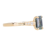 1.88ct Radiant Cut Parti Madagascar Sapphire and Diamond Vintage Cathedral Double Prong Ring in 14k Yellow Gold