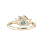 1.73ct Trillion Teal Blue Untreated Montana Sapphire and Natural Diamond Mountainscape Ring in 14k Yellow Gold