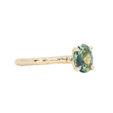1.00ct Oval Untreated Nigerian Sapphire Evergreen Carved Solitaire in 14k Yellow Gold