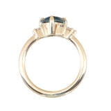 1.73ct Trillion Teal Blue Untreated Montana Sapphire and Natural Diamond Mountainscape Ring in 14k Yellow Gold