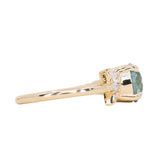 2.38ct Untreated Sky Blue Montana Sapphire in Wandering Vine Low Profile Four Prong Setting with Natural Diamonds in 14k Yellow Gold- Appraised Stone